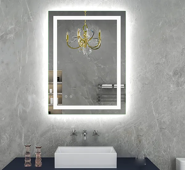 Miroirs de salle de bain rectangulaires à diodes électroluminescentes