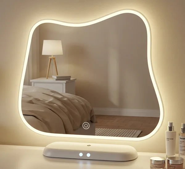 Miroir led de maquillage irrégulier