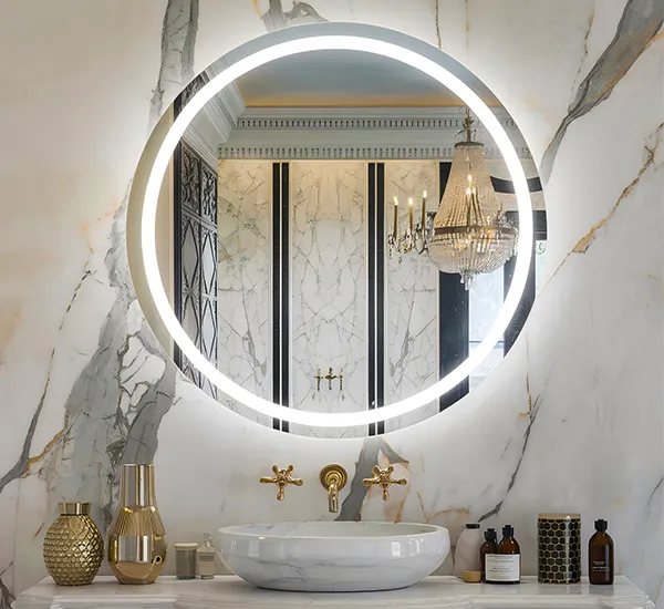 miroirs ronds personnalisés avec led
