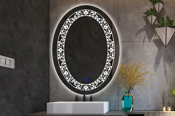 motif de gravure pour miroirs led ovales