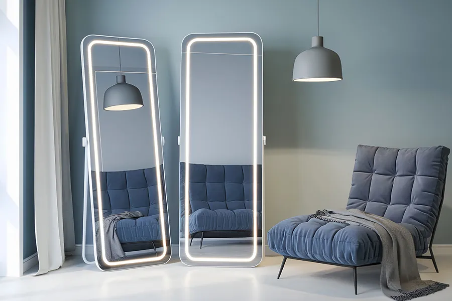miroirs sans cadre à éclairage intégral
