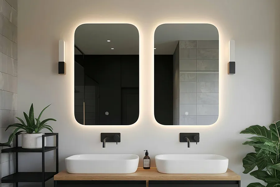 miroirs éclairés par led pour la salle de bain