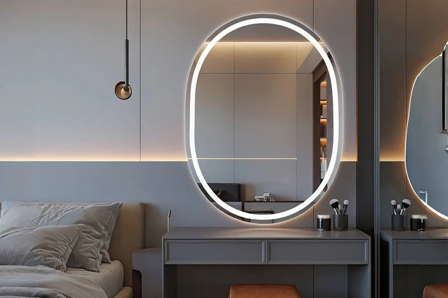 Miroirs ovales lumineux pour la chambre à coucher