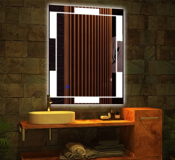 miroirs de salle de bain rectangulaires à diodes électroluminescentes