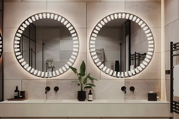 miroirs de salle de bain ronds à diodes électroluminescentes