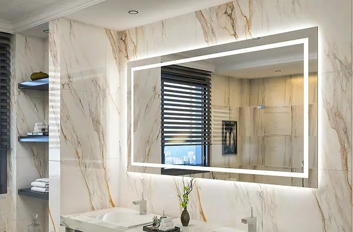 miroirs de salle de bain rectangulaires avec éclairage