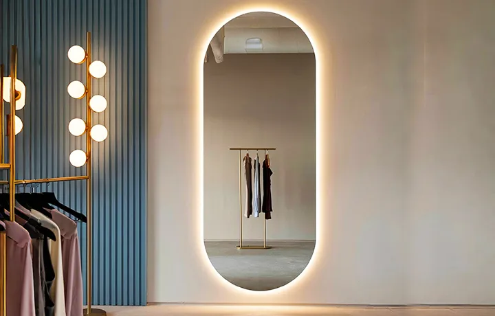 backlit wall mounted full body mirror