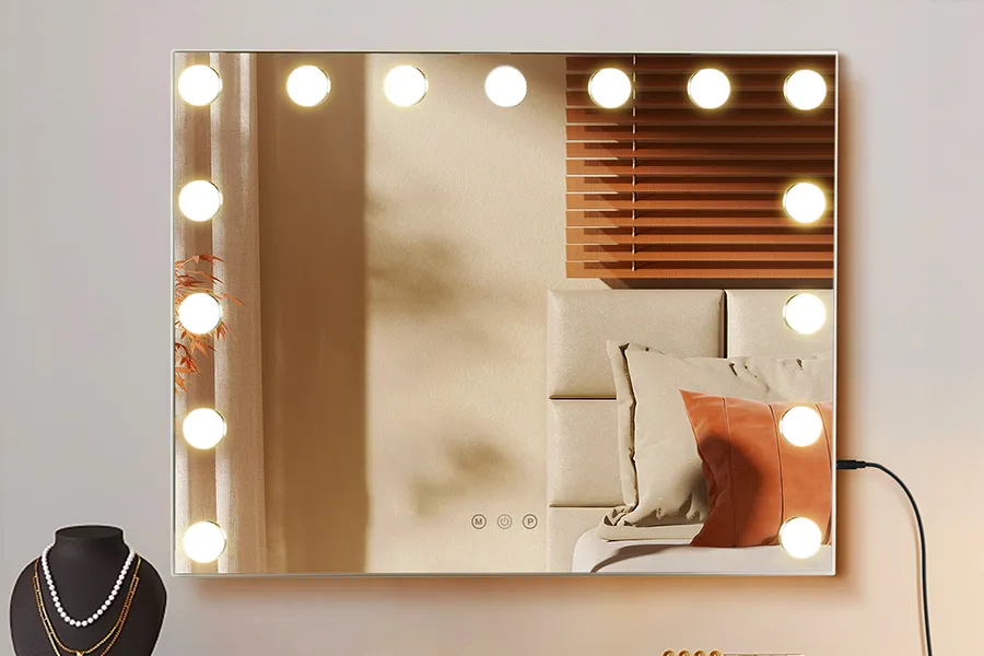 espejos de tocador hollywood montados en la pared con bluetooth