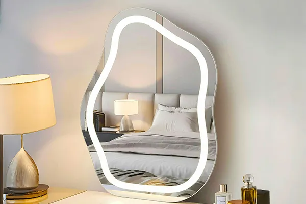 irregular desktop led makeup mirror