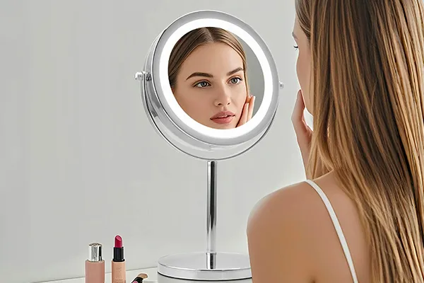 miroirs de courtoisie ronds avec éclairage led