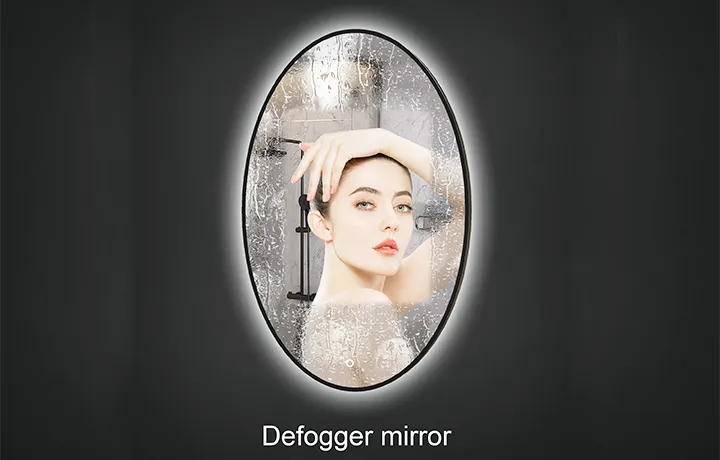 anti fog framed mirror with lighted