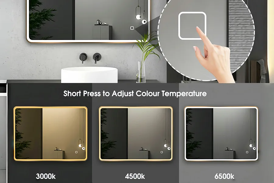 Espelho de led retangular dimerizável