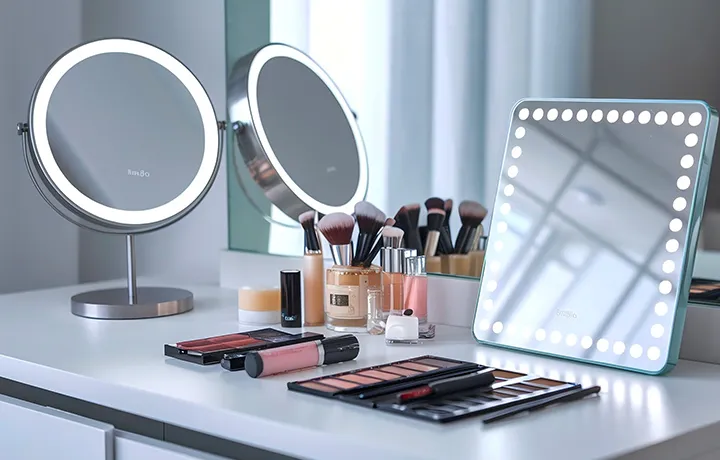 led framed vanity mirror