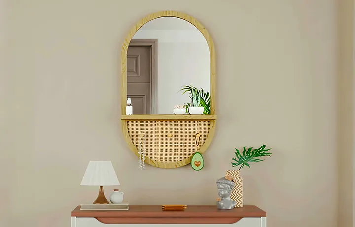 sale oval mirror with wooden framed