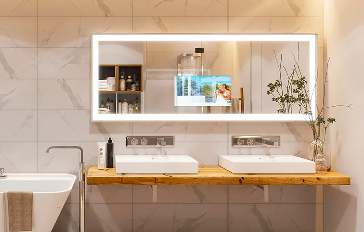 videotree espelhos de led de fábrica com TV embutida