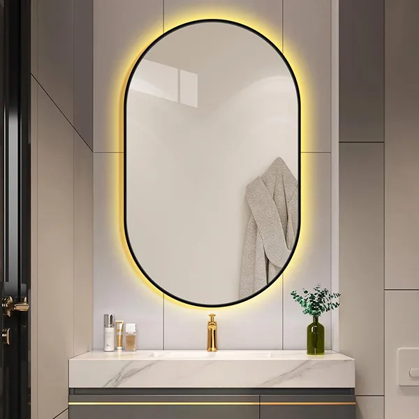 miroir de salle de bain ovale rétro-éclairé