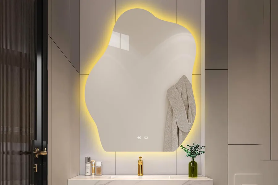 vente miroirs led irréguliers pour salle de bain