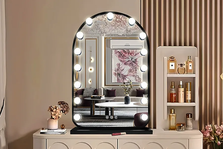 miroir hollywoodien arqué illuminez votre table de toilette