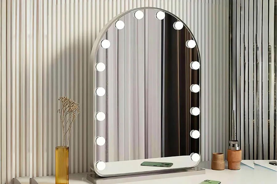 espejo de tocador hollywood arqueado con luces led