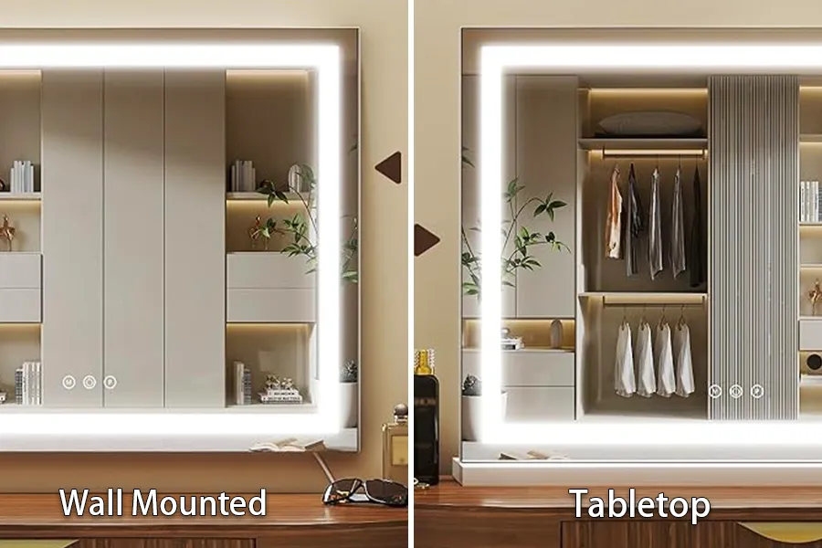 desktop and wall mount design vanity mirror