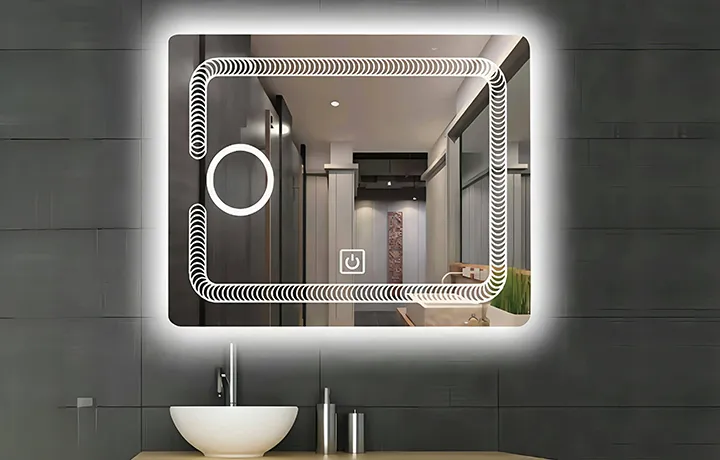 espelho de led com iluminação frontal e traseira