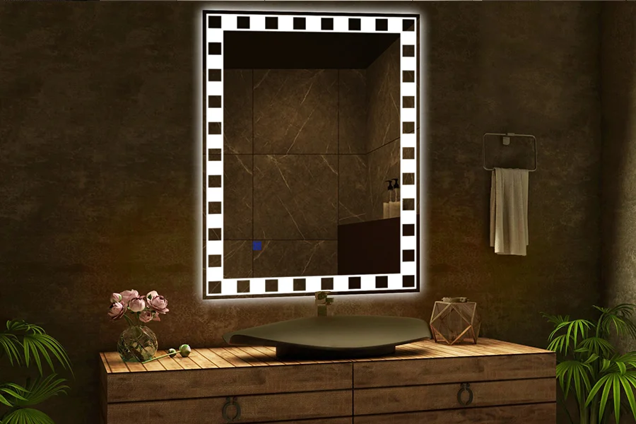 espelho de led para banheiro com padrão personalizado