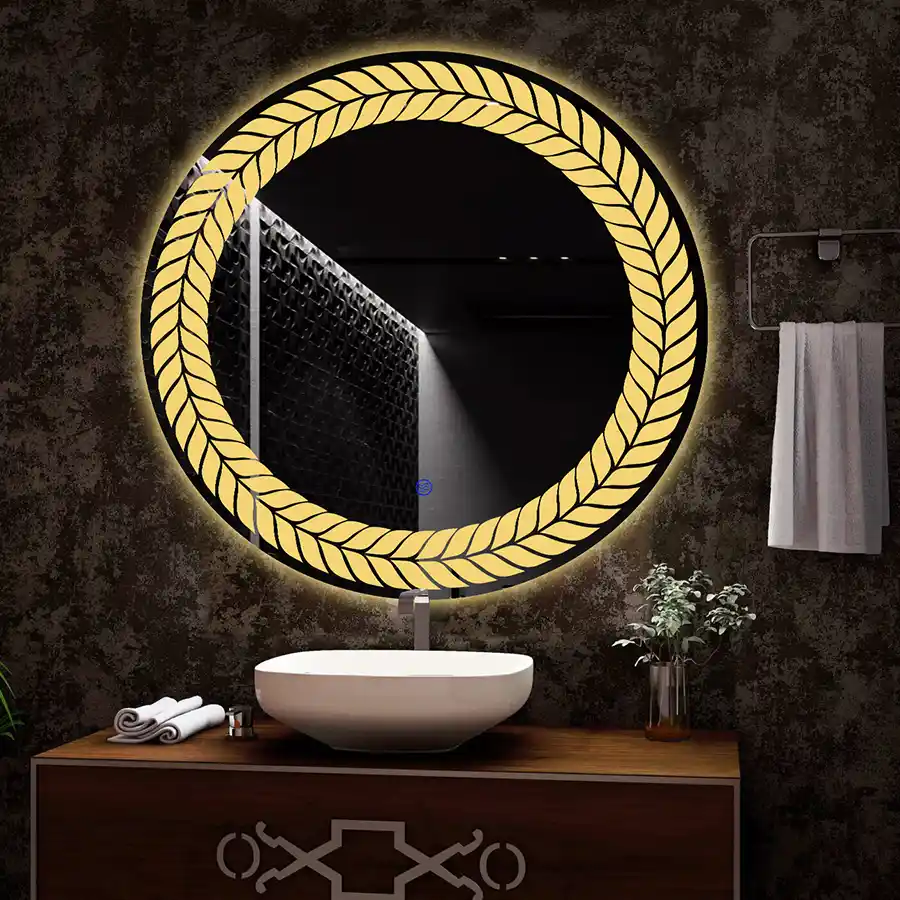espejo redondo decorativo led para baño