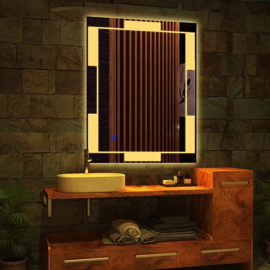 miroir de salle de bain led dimmable rectangle vertical