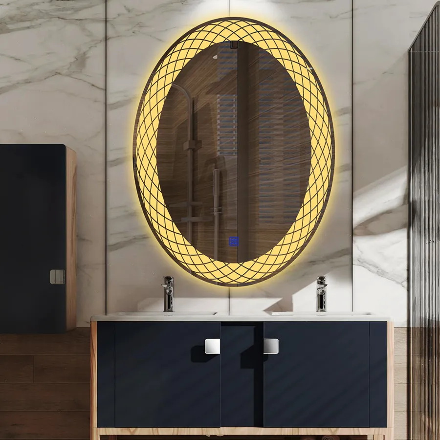 miroir de salle de bain ovale sans cadre