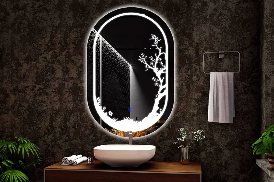 fábrica de espelhos de led ovais com iluminação frontal