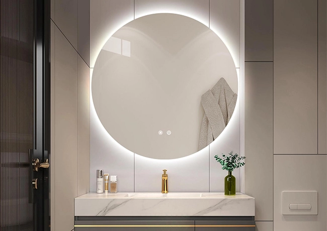 espelhos redondos retroiluminados para banheiro