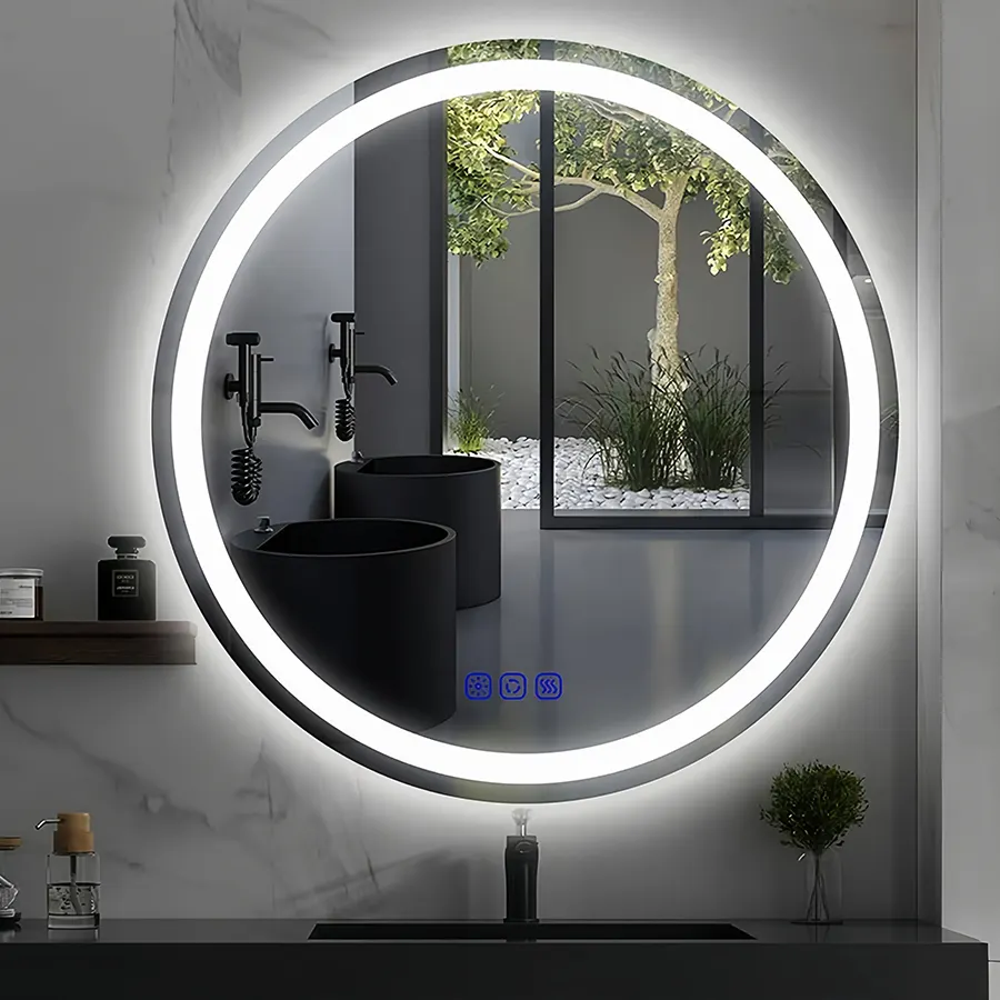 runder led-badezimmerspiegel mit frontbeleuchtung