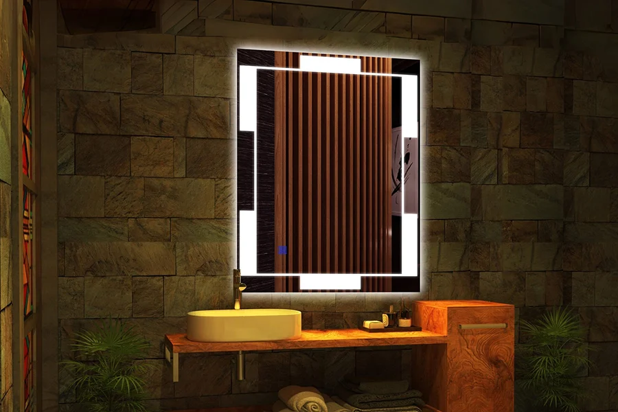 miroir de salle de bain vertical rectangle à led à vendre