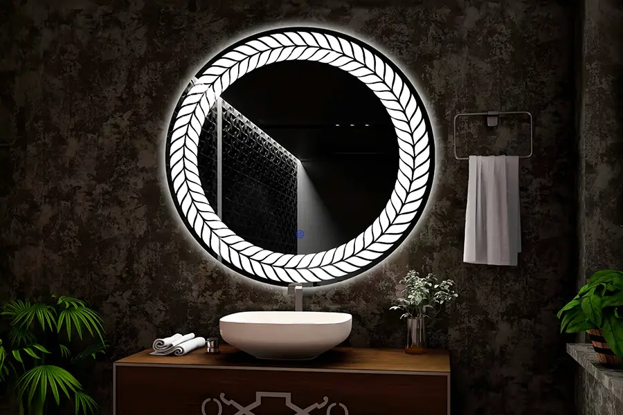 grossiste miroir de salle de bain rond avec éclairage