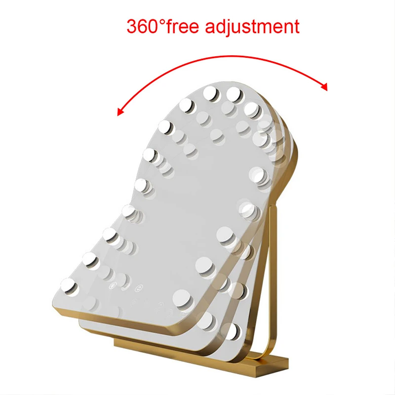 Espelho de maquiagem hollywoodiano com ajuste livre de 360