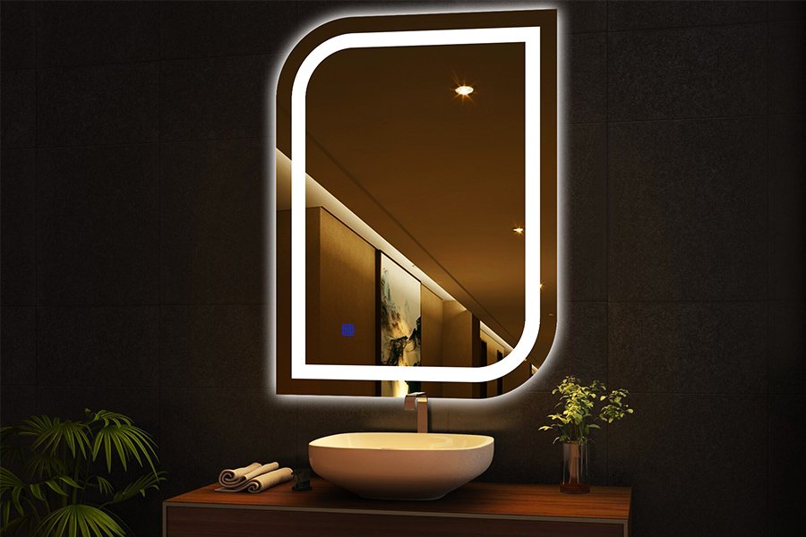 espejo de baño con iluminación frontal y retroiluminación regulables
