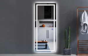 led full length mirror in a modern living room
