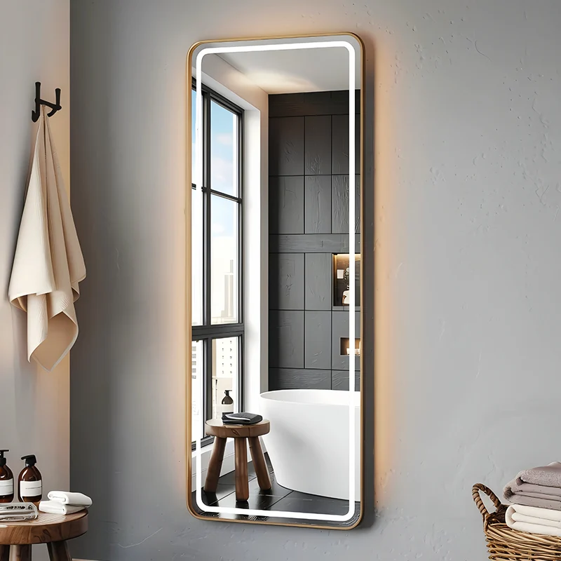 corpo specchio a luce led da parete con cornice