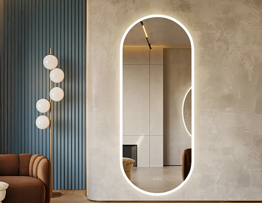oval led full length wall mirror
