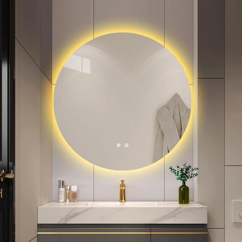Espelho redondo retroiluminado para banheiro com luzes