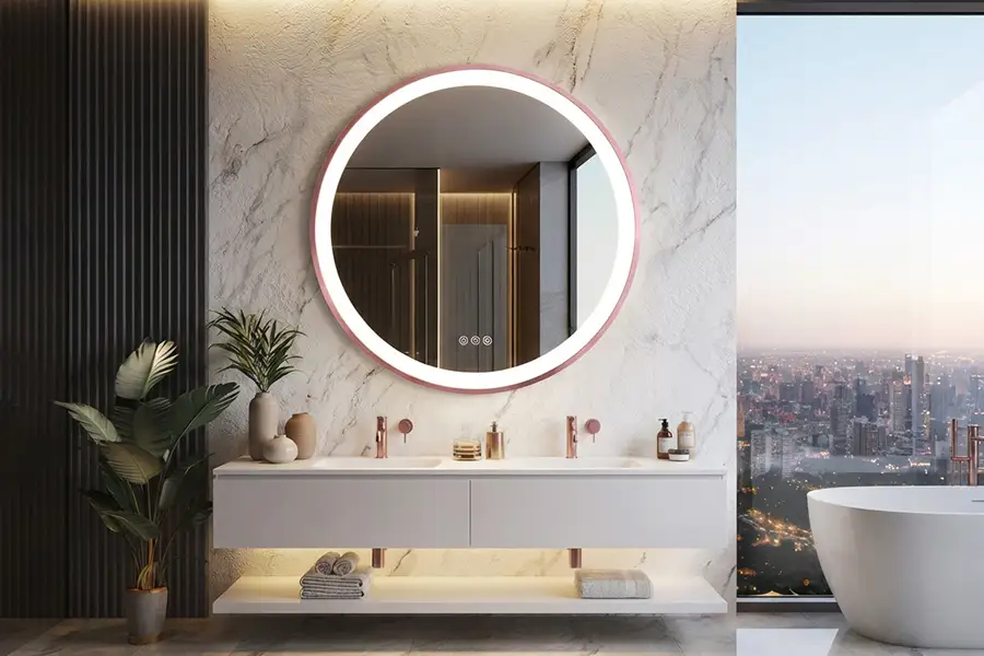 bathroom copper free silver mirror with led lighting