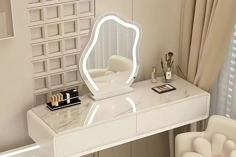 best irregular wave led vanity mirror with bluetooth speaker