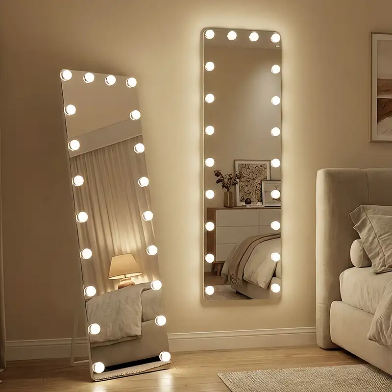 full length floor hollywood mirrors in bedroom