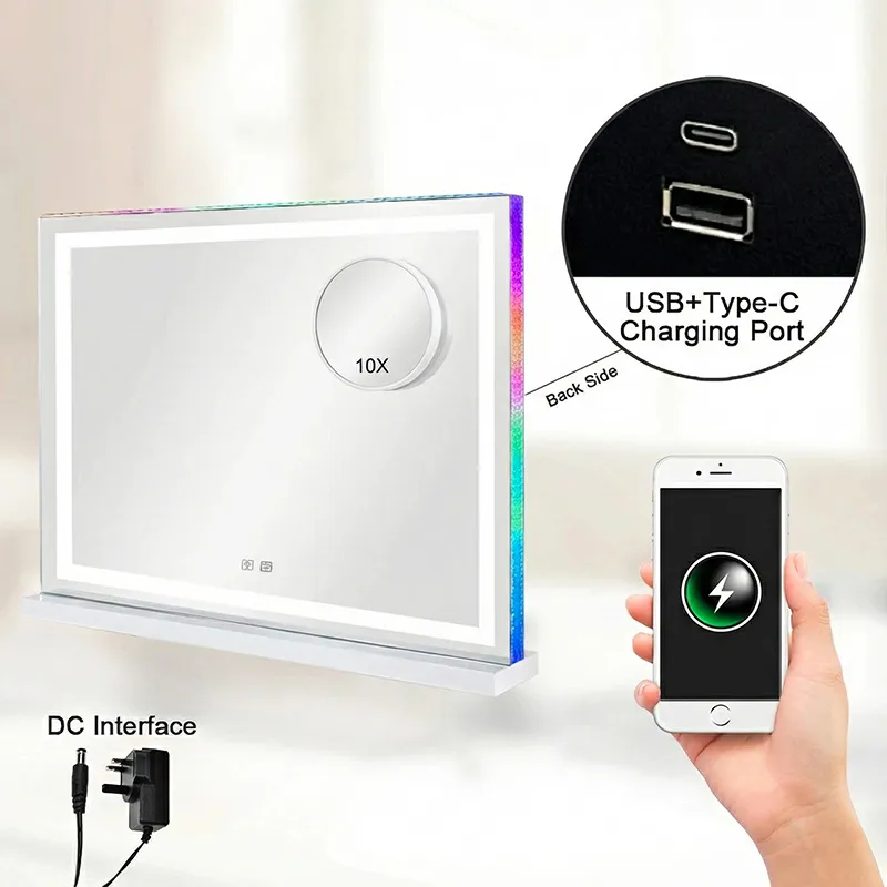 10x magnification makeup mirror with lights
