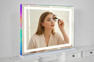 rectangluar lighted makeup mirror with 10x magnification
