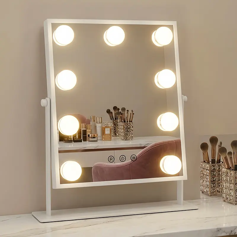 square table vanity hollywood mirror with lights