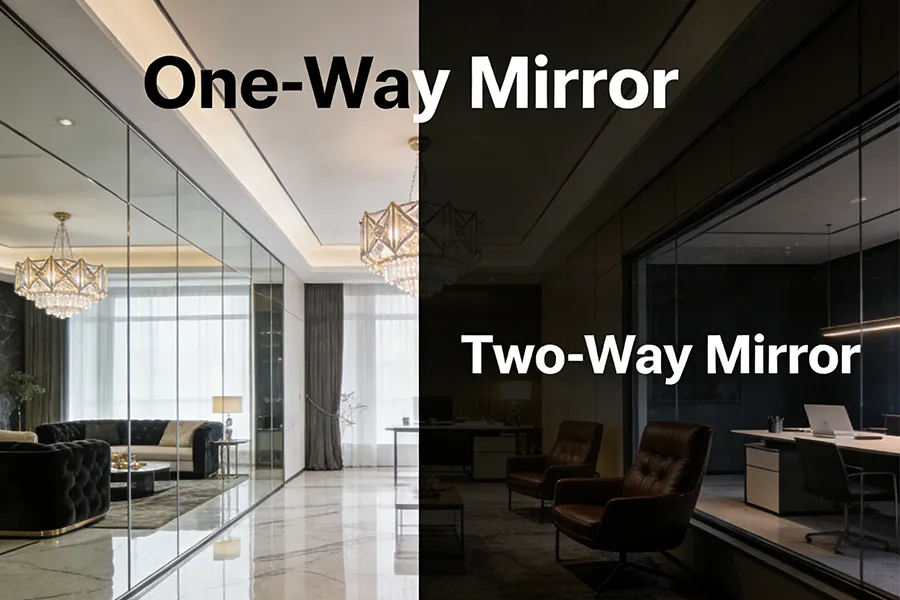 comparación entre un espejo unidireccional y uno bidireccional