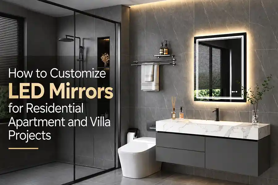 Custom LED bathroom mirror for apartment and villa residential projects