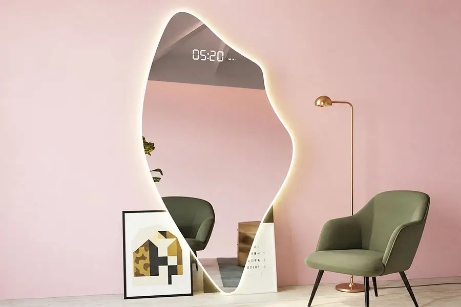 specchio a figura intera con LED decorativo artistico dalla forma irregolare