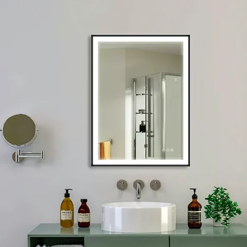 espelho retangular de led com moldura preta no atacado